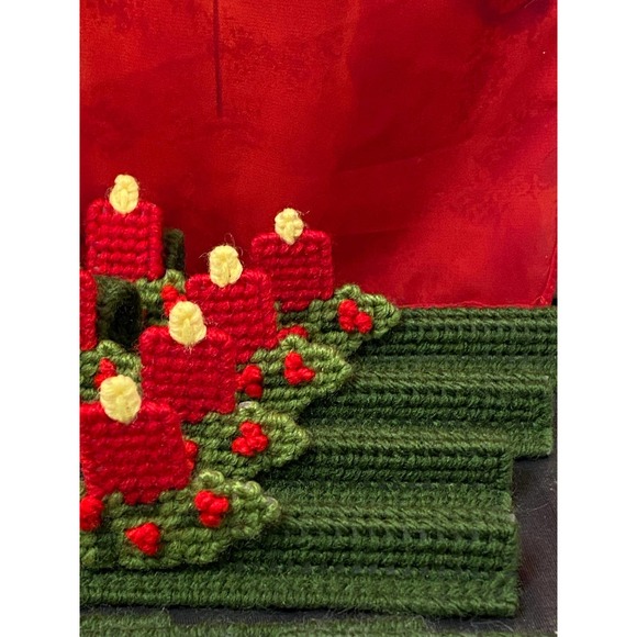 Vintage, Handmade, 12 piece 4 place setting Hostess Needlepoint plastic canvas. - Picture 8 of 10